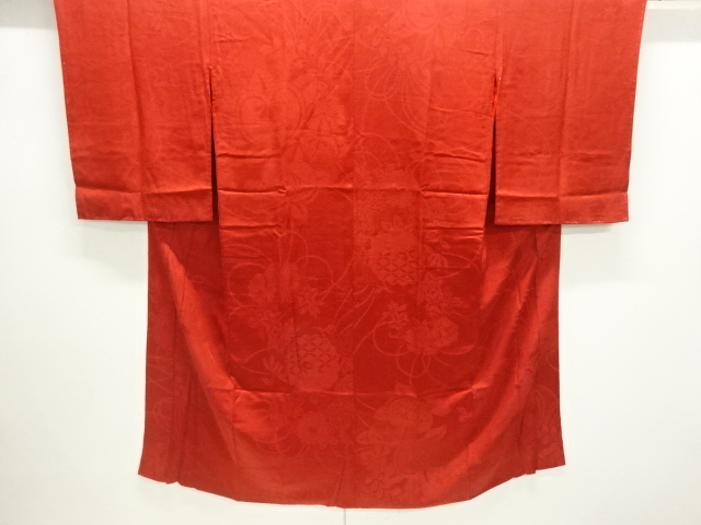 アンティーク　紋錦紗牡丹模様織出し長襦袢